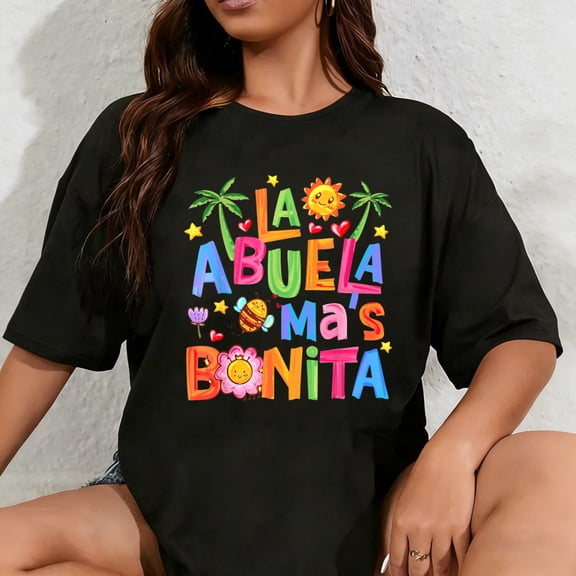 100% Cotton La Abuela Más Bonita Mom Cute Abuela Grandma Mother's Day T-Shirt