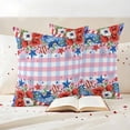 thumbnail image 3 of 4th of July Outdoor Waterproof Pillow Covers, Independence Day Floral Checkered Stars Decorative Square Throw Pillowcase Sofa Cushion Sham for Patio/Couch/Chair, 24"x24" 2 Pack, 3 of 8