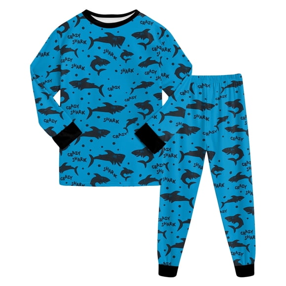 Curenmufel Ensemble de Pyjama pour Enfants Bébé Garçons Filles Coton 2 Pcs Pyjama Tout-Petit Garçons à Rayures Manches Longues Tenue de Nuit Ensemble Mignon Imprimé Vêtements de Détente Pjs 4T 5T (Bleu,4-5 Ans)