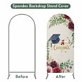thumbnail image 4 of Graduate Season Arch Backdrop Cover 6 FT Congrats Grad Bachelor's Cap Flower Leaf Star Stretchy Elastic Arch Stand Covers Spandex Arched Background Birthday Wedding Party Decoration (No Stand), 4 of 9