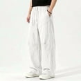 thumbnail image 5 of Atkumj Linen Pants Men with Pockets Fashion Elastic Waist Drawstring Pants Casual Solid Color Straight Leg Men Trousers Pants for Daily Wear 3XL, 5 of 9