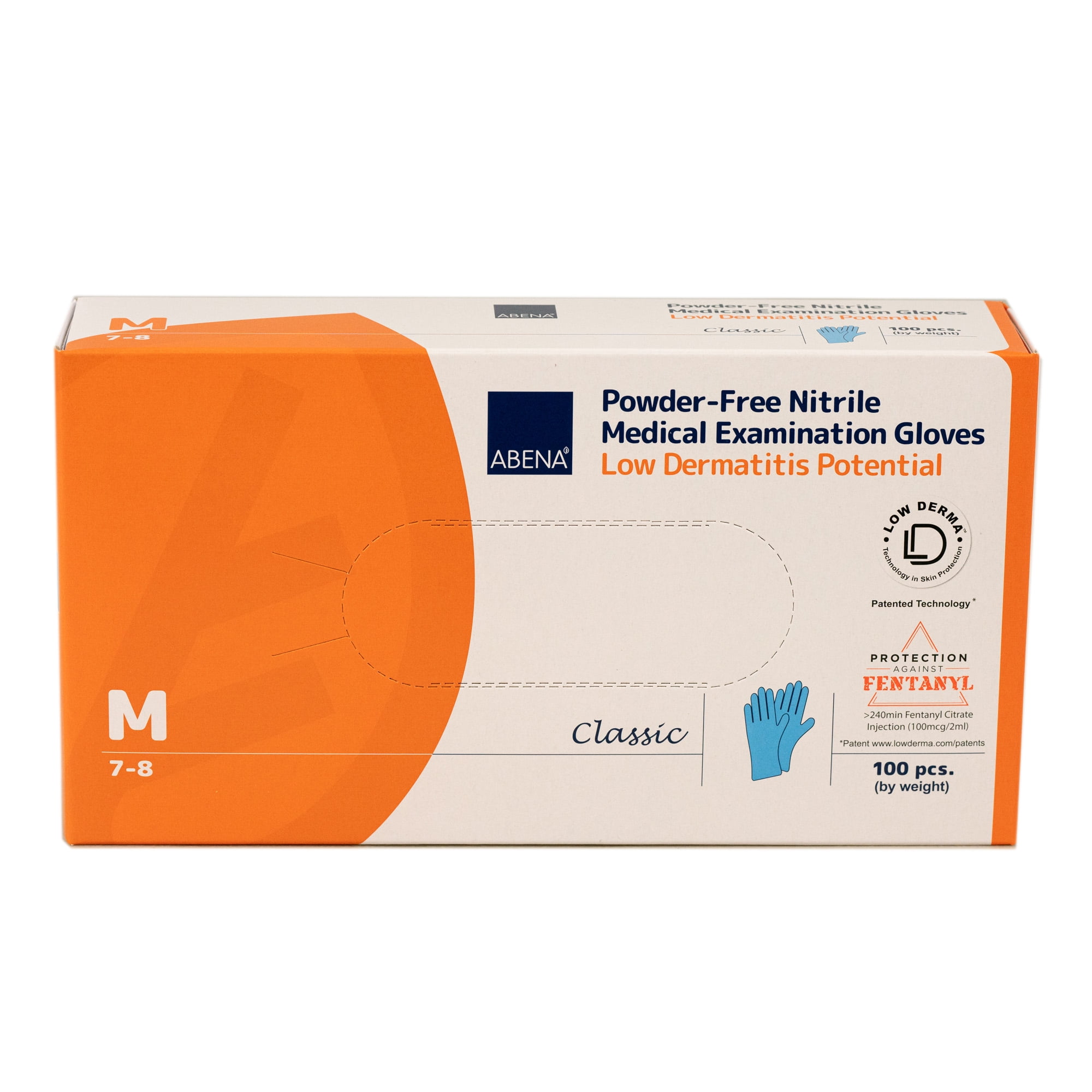 Abena Nitrile Exam Gloves, Medium Latex Free, Powder Free, Textured