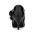 thumbnail image 5 of BLISSFUL STEP Women's Ankle Boots Flower Stiletto Heel Pointy Toe Zipper Faux Leather Dress Booties Black 7, 5 of 8