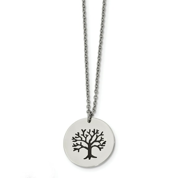 Chisel  Stainless Steel Polished and Enameled Family Tree of Life 22-inch Necklace