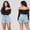 Blue, variant on Idoravan Womens Denim ShortsWomen's Mid Ripped Denim Shorts Frayed Hem Casual Jeans Shorts