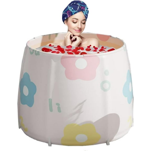 Portable Bathtub for Adults Foldable PVC SPA Soaking Standing Bath Tub for Shower Stall, Non-Inflatable Hot Ice Bath Tub with Thickened Thermal Foam to Keep Temperature