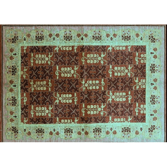 Ahgly Company Indoor Rectangle Oriental Light Blue Traditional Area Rugs, 7' x 10'
