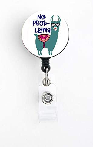 Llama Chameleon Funny Humor Retractable Reel Chrome Badge ID Card Holder Clip 