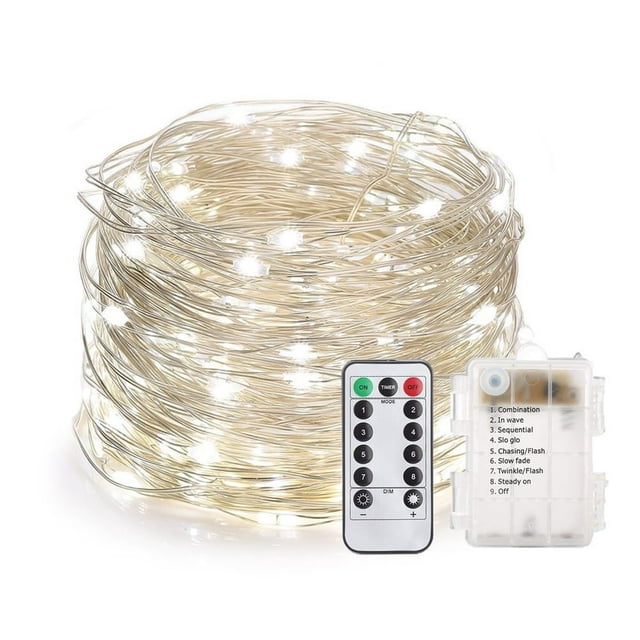 200 LED Rope Lights 66ft Battery Operated String Lights 8 Mode Waterproof with Remote Timer Fairy Lights for Room Girls Bedroom Easter Party Christmas Decorations - White(Buy 2 Get 1 Fr
