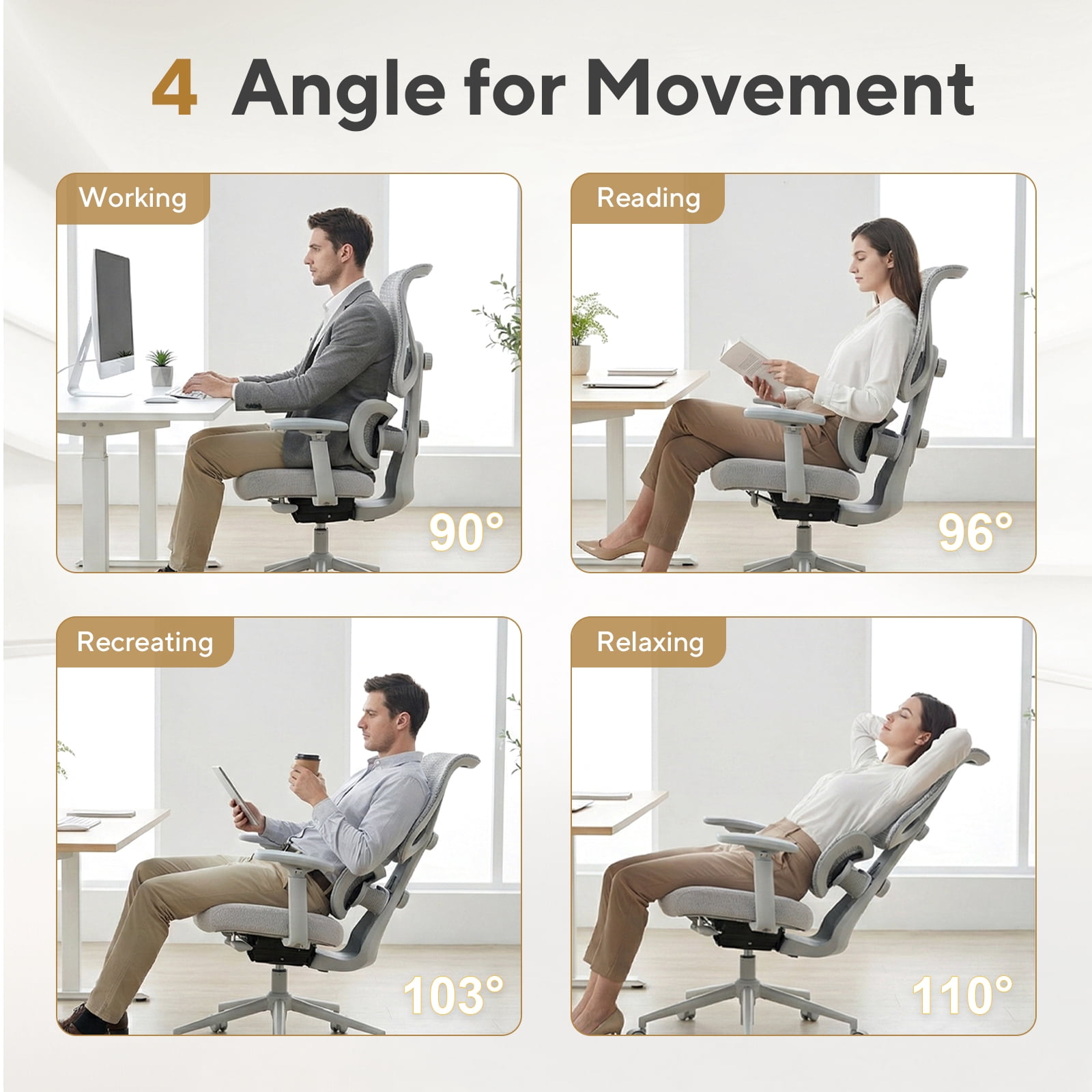 Nouhaus Morph, Black Mesh, Ergonomic High Back Desk Chair with 2-Zone Lumbar Support for Home Office & Gaming