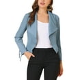 thumbnail image 1 of INSPIRE CHIC Juniors Elegant Open Front Cardigan Jacket Work Office Cropped Blazer, 1 of 6