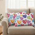 thumbnail image 2 of Colorful Love Heart Outdoor Waterproof Pillow Covers, Modern Art Blue Yellow Red Decorative Rectangle Throw Pillowcase Sofa Cushion Sham for Patio/Couch/Chair, 20"x12" 2 Pack, 2 of 8
