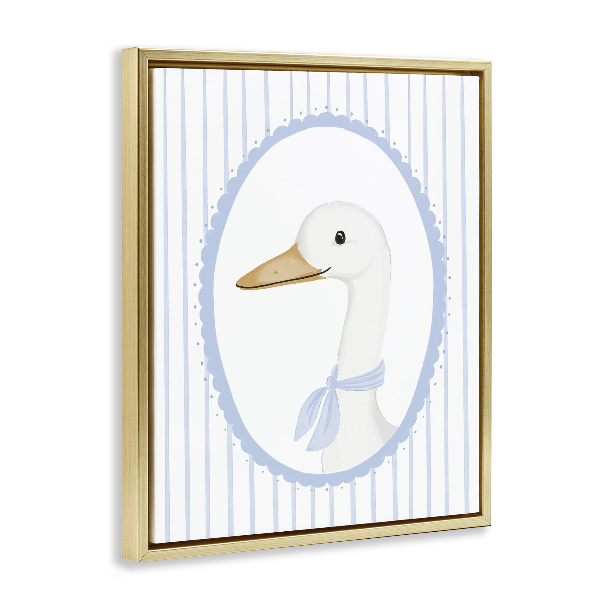 Stupell Industries Dainty Bordered Duck Gold Framed Floater Canvas Wall Art, design by Cherrywood Lane