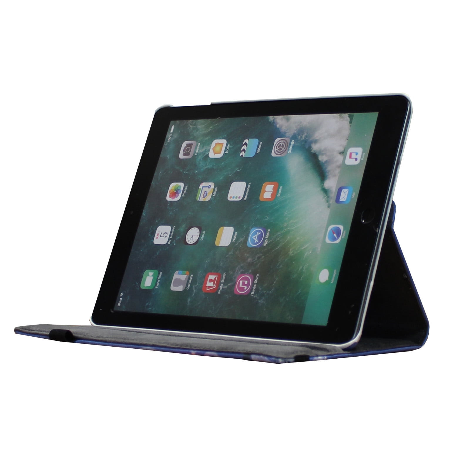 JYtrend Smart Case for iPad 5th / 6th Generation with Pencil Holder, Rotating Stand Magnetic Auto Wake Up/Sleep Cover for 2017 / 2018 iPad 9.7 Model A1893 A1954 A1822 A1823 (Heart Flower)