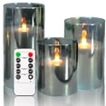 thumbnail image 1 of Juego de 3 velas LED de vidrio sin llama Lamp NICEME con control remoto, 1 of 9