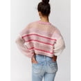 thumbnail image 3 of Liacowi Women's Cropped Sweaters Long Sleeve Round Neck Striped Print Knit Pullover Casual Tops, 3 of 5