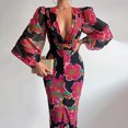 thumbnail image 1 of FcBaudy Robe à Manches Longues à Col en V, Robes d'Été pour Femmes, Robes pour Femmes Mode Femmes Imprimé Décontracté Col en V Manches Longues Robe de Vacances Robe Femme, 1 of 6