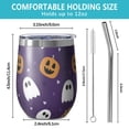 thumbnail image 5 of 12oz Stemless Wine Tumblers Halloween Ghost Pumpkin Pattern Vacuum Insulated Stainless Steel Travel Tumbler Cups Mug with Lid and Straw for Champaign,Cocktail,Beer with Cleaning Brush, 5 of 5