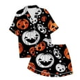 thumbnail image 6 of Ulitacool Womens Pajamas Sets Halloween Short Sleeve Pjs And Shorts Set Button Down Pumpkin Ghost Print Sleepwear Hallowmas Charm Jammies Nightwear Black Xl, 6 of 6