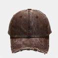 thumbnail image 3 of Washed Distressed Denim Baseball Cap for Men Women Vintage Retro Dad Hat with Frayed Edges and Holes, Soft Cotton Sun Protection Adjustable Trucker Cap for Everyday Casual Apparel Outdoor Gear, 3 of 4