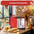 thumbnail image 2 of YSSOA Stainless Steel 2 Slice Toaster, 6 Browning Setting and Bagel/Defrost/Cancel Functions, Retro Compact Oven, Extra Wide Slot, Removable Crumb Tray, Red, 2 of 7