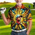 thumbnail image 4 of HOMYGIFTS Custom Face Men’s Golf Polo Shirt – Angular Geometric Glass Pattern Personalized Polo, 4 of 8