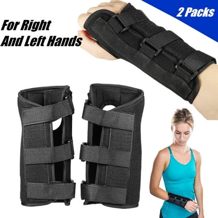 Kadell 1 Pair L Breathable Carpal Tunnel 2 Wrist Brace Support Splint Sprain Forearm Band 3 Straps Adjustable (Right and Left