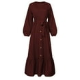 thumbnail image 4 of HJYCHN Elegant Women Long Sleeve Pullover Abaya Dress for Daily Prayer Wear and Fashion Long Dress Red XL, 4 of 5