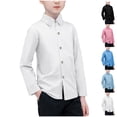 thumbnail image 6 of CCRFTGI Girls Boys Polo Shirt Button Down Lapel Casual Fall Summer Dress Shirt for Children Classic Size 7 Oxford Quick Dry Long Sleeve School Uniform Shirts White 14-15 Years, 6 of 6