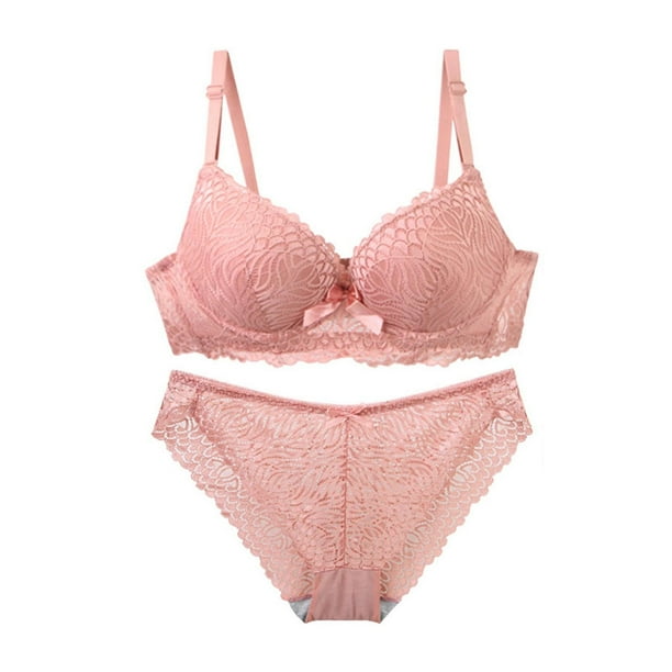 HongQid Womens Wired Bras Matching Bra And Panty Set Comfortable Push Up Bra Underwire Bra Full Support Lift Bralette Everyday Seamless Bras