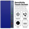 thumbnail image 3 of Smart Clear View Flip Phone Case Leather Kickstand Cover for Samsung Galaxy S21 Ultra (Blue), 3 of 4