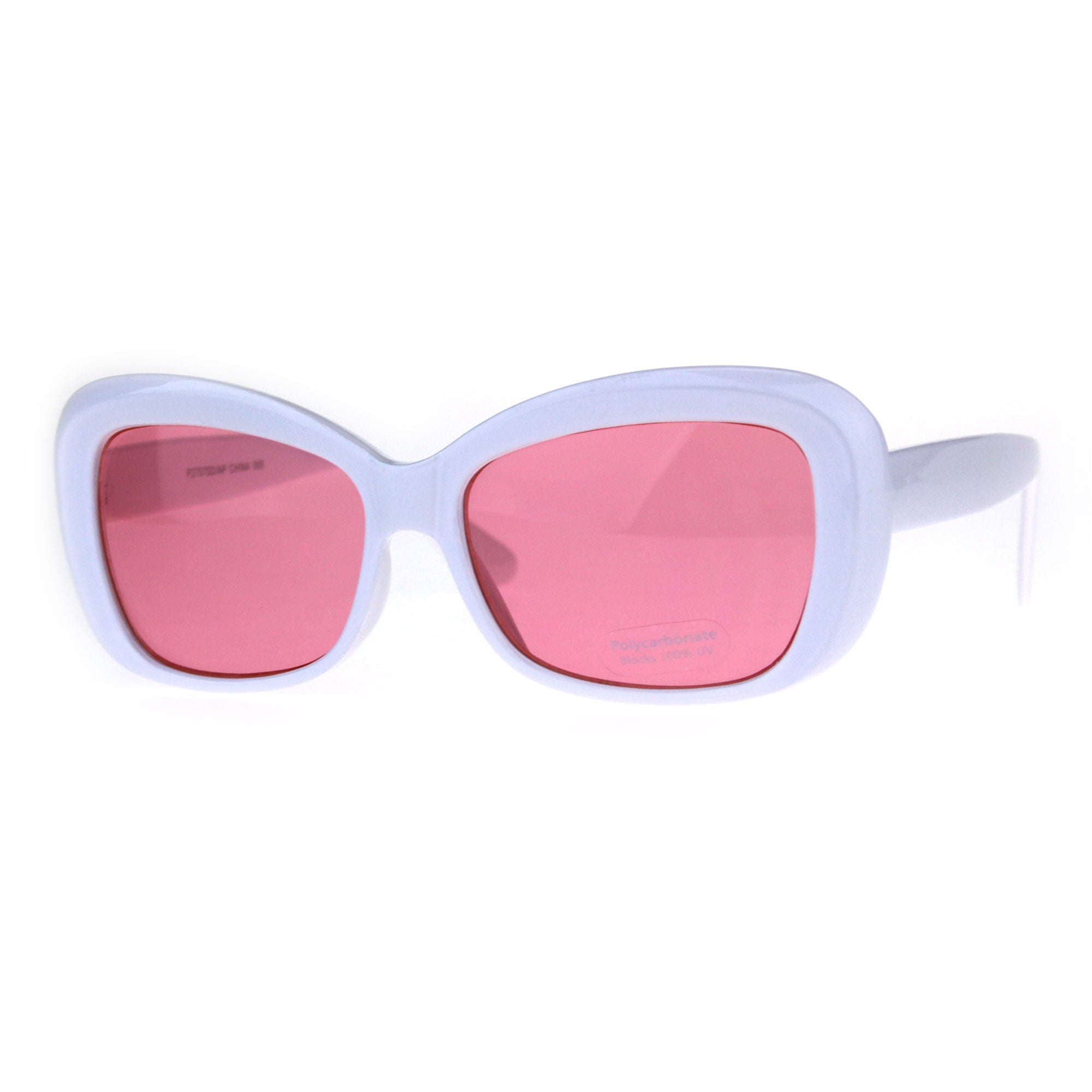 Sa106 Womens Rectangular Mod Thick Plastic 20s Style Retro Sunglasses