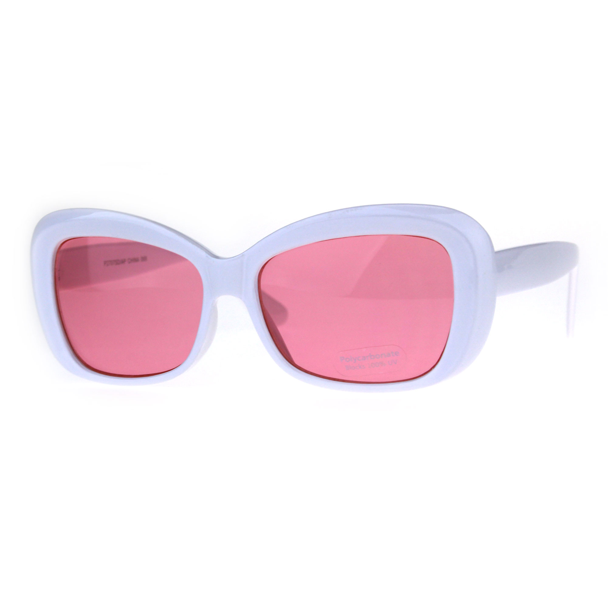 SA106 Womens Rectangular Mod Thick Plastic 20s Style Retro Sunglasses