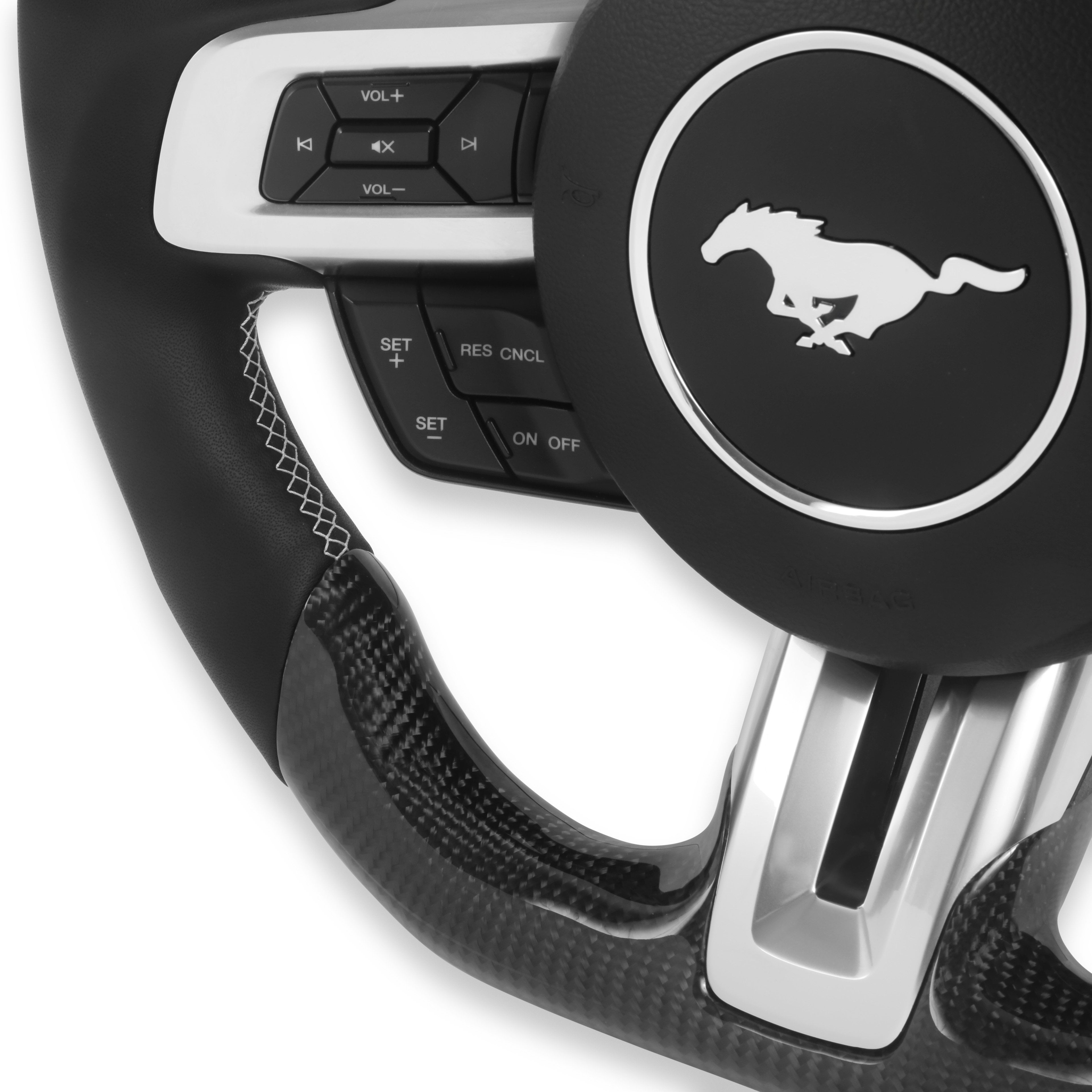 Drake Muscle Cars MU950-11 Steering Wheel - Carbon Fiber with Leather Grips - Heated
