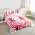 thumbnail image 3 of jejeloiu Cute Cartoon Axolotl Twin Comforter Sets,Colorful Ocean Coral Bedding Set For Girls Kids Reversible 2 Pieces, 3 of 8