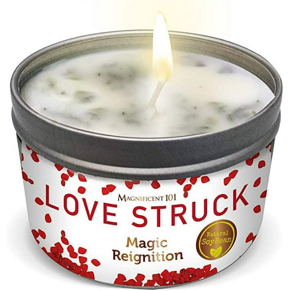 Magnificent 101 Love Struck Aromatherapy Candle –  6 Oz - 30 Hour Burn | Soy Wax Tin Candle for Love Reignition, Purification, Manifestation, & Chakra Healing