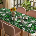 thumbnail image 3 of St. Patrick's Day Table Cloths for 8 Foot Rectangle Tables, Spring Green Lucky Leaf Harps Hats Patio Waterproof Elastic Fitted Tablecloths, Washable Rectangular Table Cover for Camping, 3 of 8