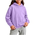 thumbnail image 2 of Kids Pullover Hoodie Solid Color Long Sleeve No Drawstring Relaxed Fit Casual Sweatshirt for Boys Girls (Ages 2-14 Years) School Daily Wear, 2 of 10