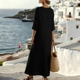 thumbnail image 7 of Vivianyo HD Women's Henley V Neck Caftan Maxi Dresses, 3/4 Sleeve Loose Casual Solid Long Dresses for Women, Women's Black, Sizes S-2XL, 7 of 7