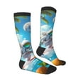 thumbnail image 3 of Fotbe Astronaut Tropical Dolphin print Women's Men's Novelty Crew Socks Cotton Socks Knee High Socks for Walking,Running,Nurses,Pregnancy, 3 of 8