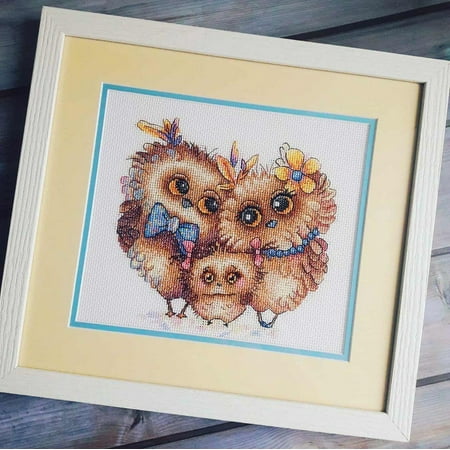 UPC: 4627128732062 | Bird Family SM-232 Cross-Stitch Kit Owls