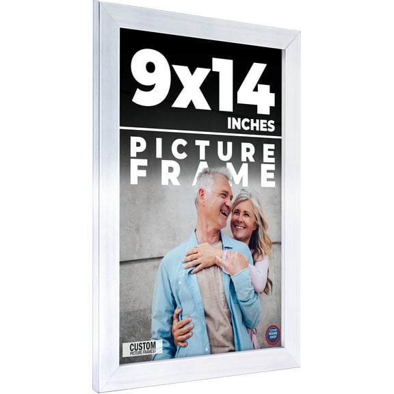 9x14 - 9 x 14 Stainless Steel Silver Solid Wood Frame with UV Framer's Acrylic & Foam Board Backing
