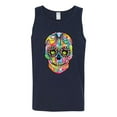 thumbnail image 2 of Wild Bobby Dean Russo Colorful Sugar Skull Streetwear Men Graphic Tank Top, Navy, XX-Large, 2 of 5