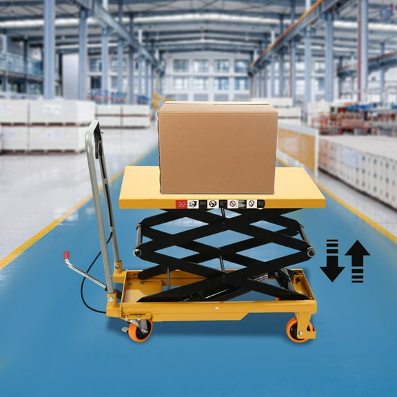 Single Scissor Hydraulic Lift Table,Hydraulic Scissor Lift Table,Hydraulic Lift with Locking Wheels for Material Handling and Transportation