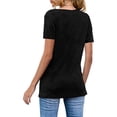 thumbnail image 4 of Camiseta de mujer Jumpingount con cuello en V manga corta color sólido Negro L, 4 of 5