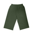 thumbnail image 4 of Bermuda Shorts for Women Length Drawstring Elastic Waist Linen Shorts Casual Summer Pedal Pushers with Pockets Army Green M, 4 of 7