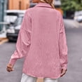 thumbnail image 4 of Women’s Casual Long Sleeve Button Down Corduroy Shirt, Loose Fit Lapel Collar Blouse Top for Spring Fall Outfits, 4 of 5