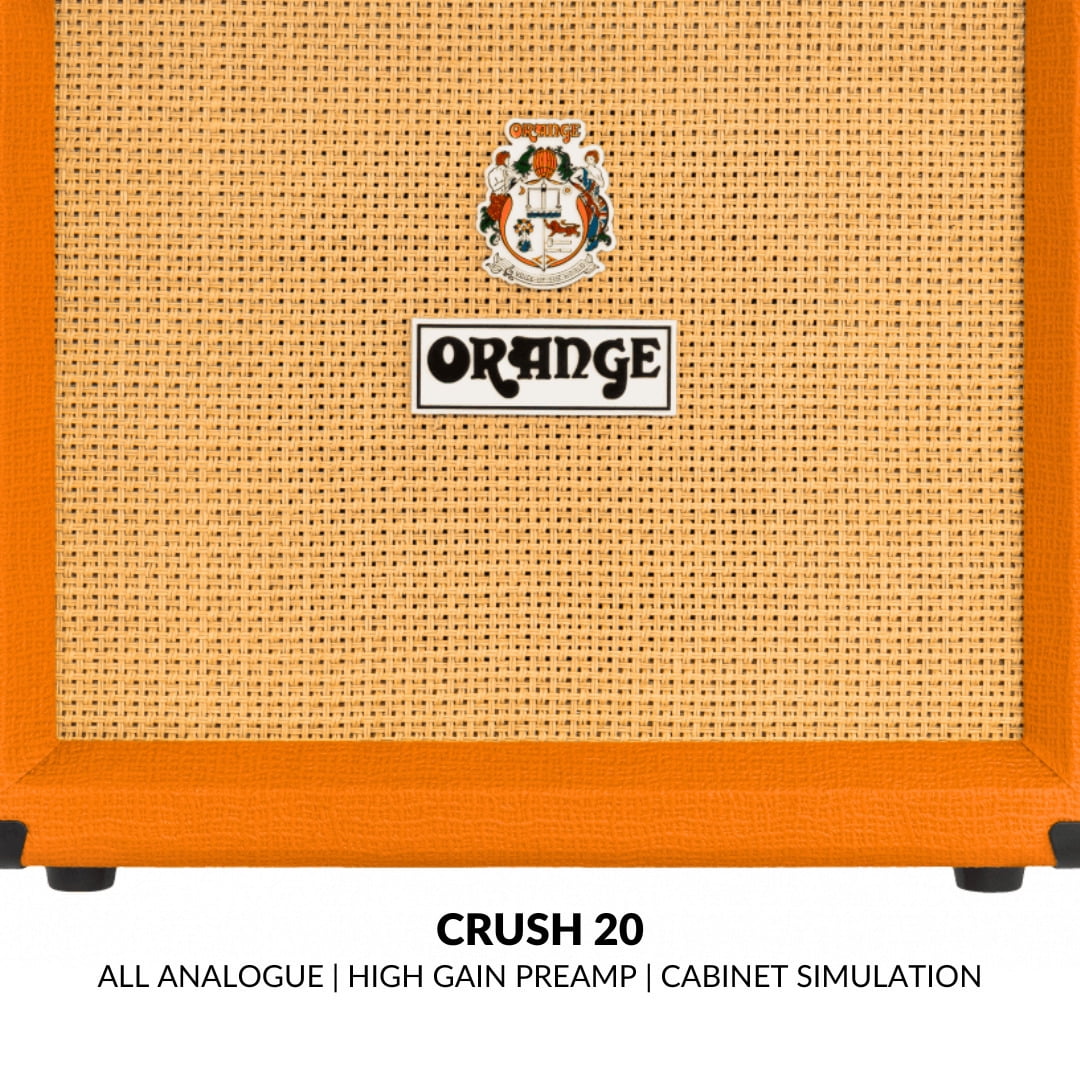 Orange Amps Crush 20 Analogue Combo Amplifier, 20W, Twin Channel (Orange) Bundle with 10 ft Instrument Cable