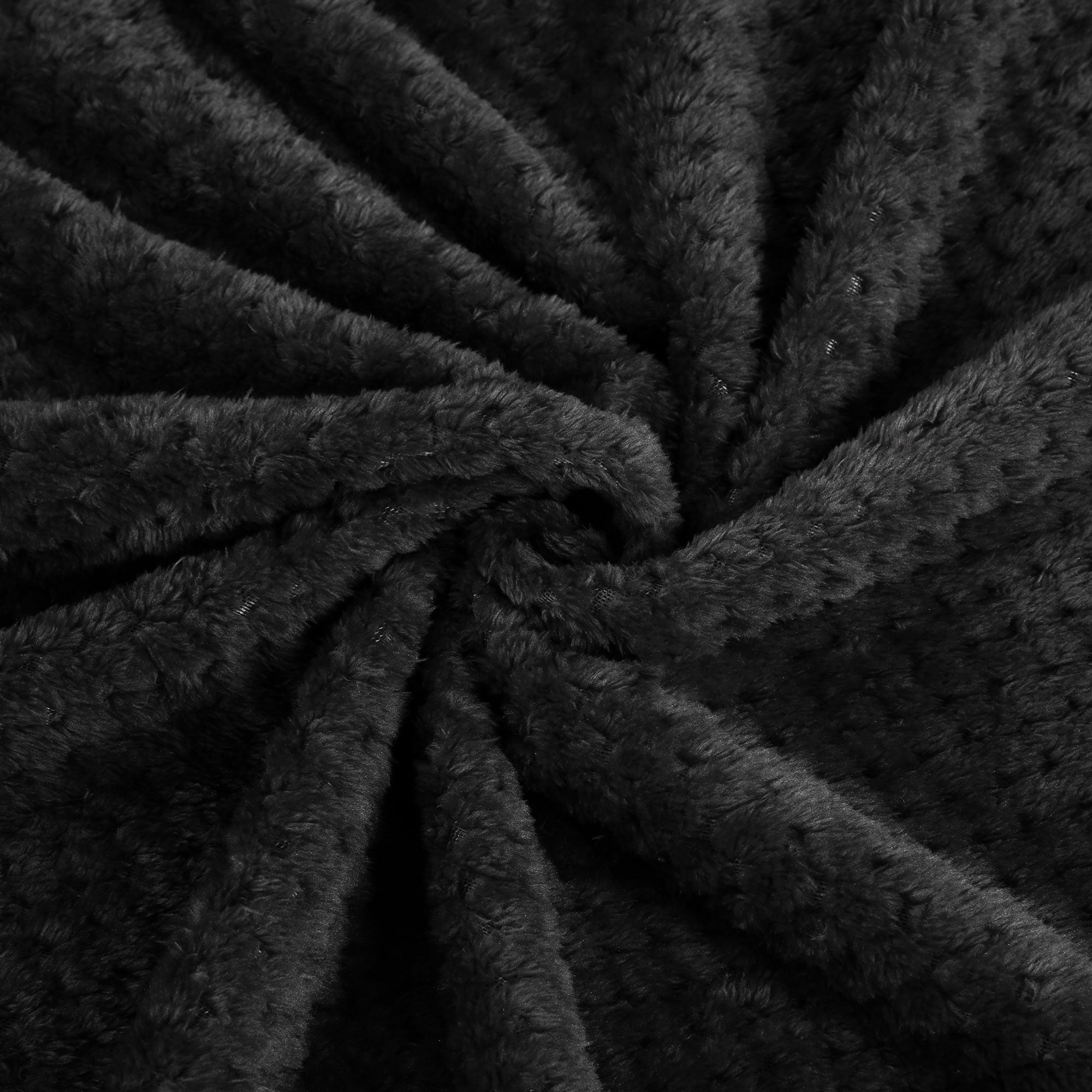 PiccoCasa Luxury Fleece Bed Blanket Woven Mesh Black 66"x90"