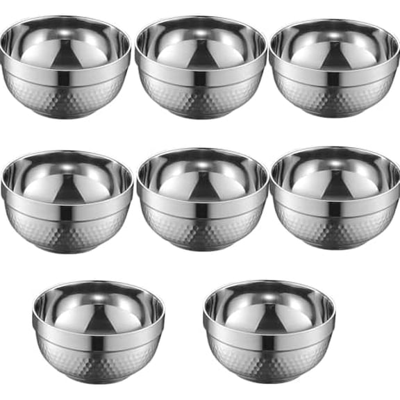 8 Pack 18/8 Stainless Steel Bowls, 5 Inch Double Walled Insulated Unbreakable Snacks Bowl, Metal Serving Dishes for Soup, Ice Cream, Durable, Dishwasher-Safe$$Home Decor, Kitchen, & Other